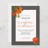 Invitation Mariage floral bohème moderne gris orange (Devant)