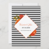 Invitation Mariage floral bohème moderne gris orange (Dos)