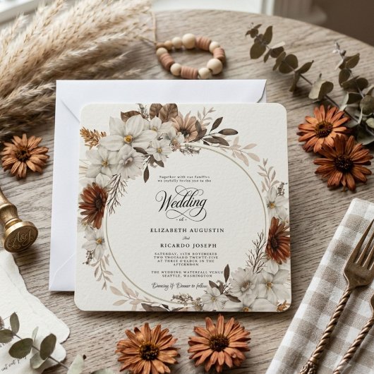 Invitation Mariage Floral Bohème Rustique