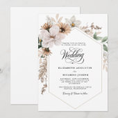 Invitation Mariage Floral Bohème Rustique (Devant / Derrière)