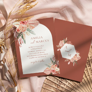 Invitation Mariage Floral Bohème Terracotta & Ivoire