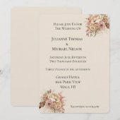 Invitation Mariage floral Boho à la crème blanche (Devant / Derrière)