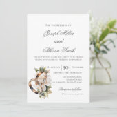 Invitation Mariage floral boho avec anneaux (Debout devant)