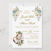 Invitation Mariage floral boho avec anneaux (Devant)