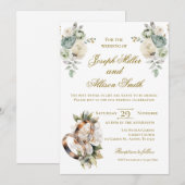 Invitation Mariage floral boho avec anneaux (Devant / Derrière)