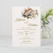 Invitation Mariage floral boho avec anneaux (Debout devant)