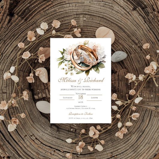 Invitation Mariage Floral Boho avec bague