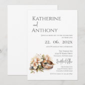 Invitation Mariage Floral Boho avec bague (Devant / Derrière)