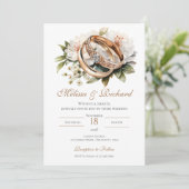 Invitation Mariage Floral Boho avec bague (Debout devant)