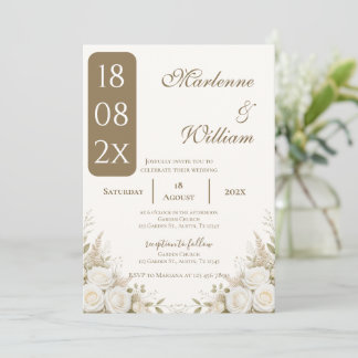 Invitation Mariage floral boho beige