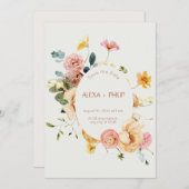 Invitation Mariage floral Boho Beige Enregistrer la date (Devant / Derrière)