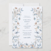 Invitation Mariage Floral Boho Bleu (Devant)
