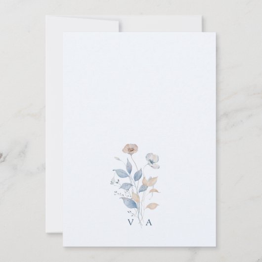 Invitation Mariage Floral Boho Bleu (Dos)