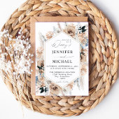 Invitation Mariage Floral Boho Bleu & Beige