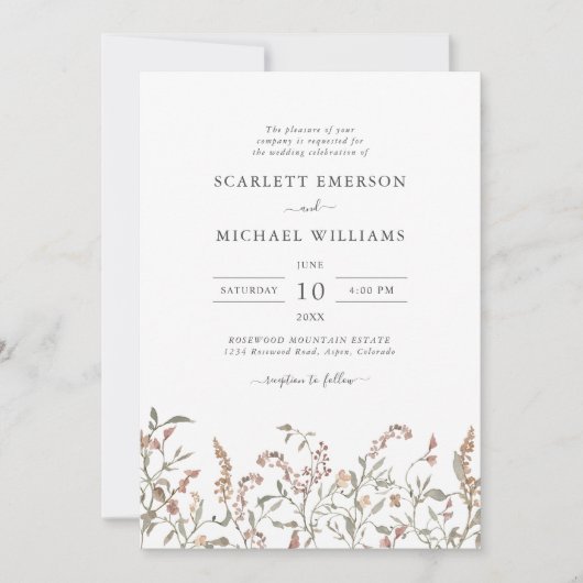 Invitation Mariage Floral Boho Chic (Devant)