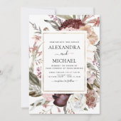 Invitation Mariage floral Boho de Bourgogne (Devant)