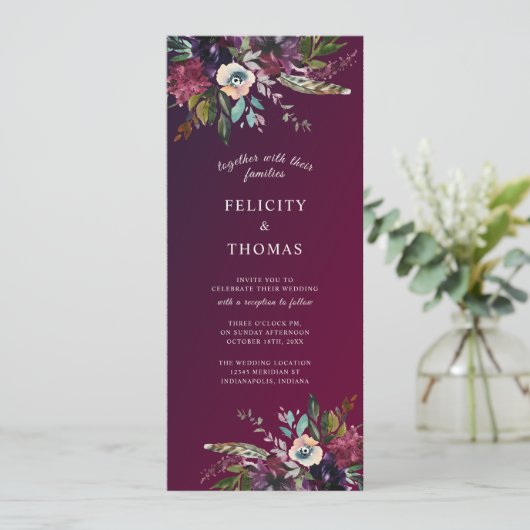 Invitation Mariage floral Boho de Bourgogne (Debout devant)