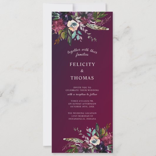Invitation Mariage floral Boho de Bourgogne (Devant)