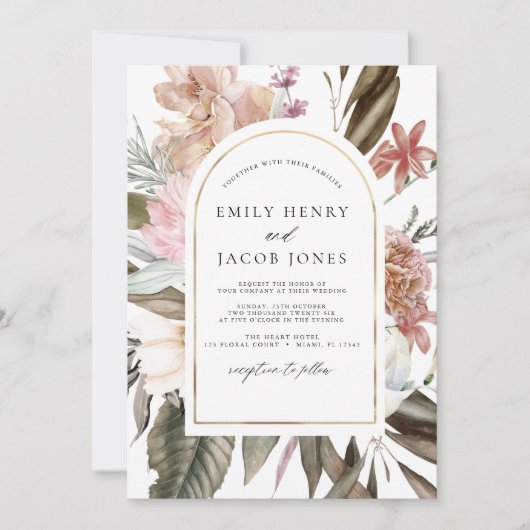 Invitation Mariage floral Boho de Bourgogne (Devant)