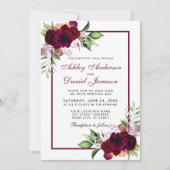 Invitation Mariage floral Boho de l'aquarelle de Bourgogne (Devant)