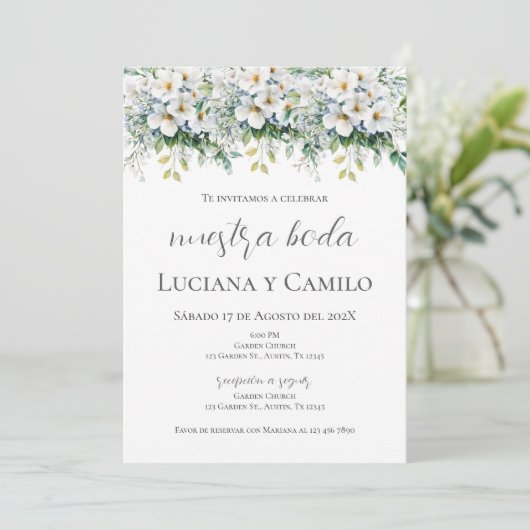 Invitation Mariage Floral Boho espagnol (Debout devant)