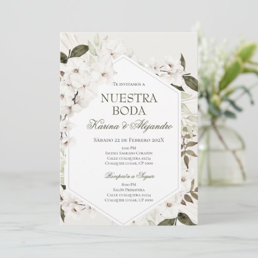 Invitation Mariage Floral Boho espagnol (Debout devant)