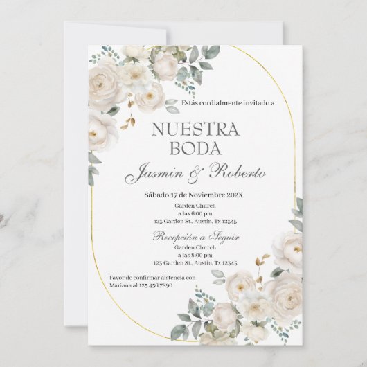 Invitation Mariage Floral Boho espagnol (Devant)