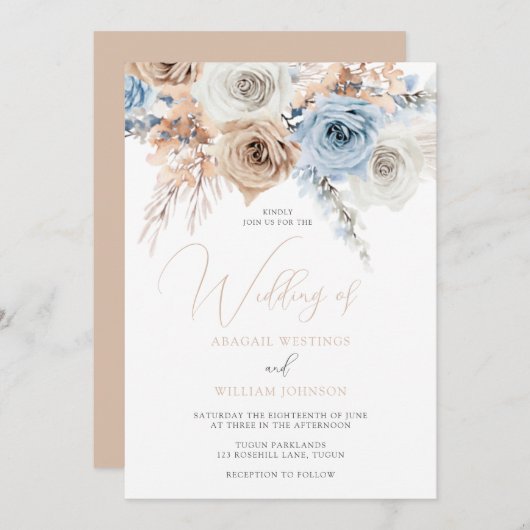 Invitation Mariage Floral Boho étonnant (Devant / Derrière)