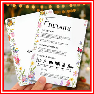 Invitation Mariage Floral Boho Fleurs Sauvages Ordre du Jour