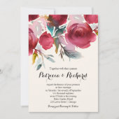 Invitation Mariage Floral Boho Marsala Bourgogne (Devant)