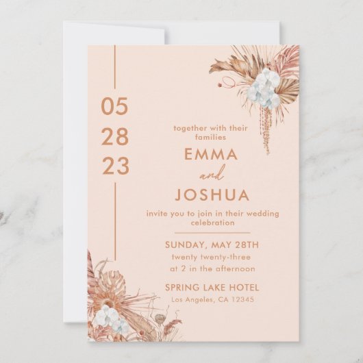 Invitation Mariage floral Boho moderne (Devant)