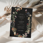 Invitation Mariage Floral Boho noir<br><div class="desc">Cette invitation de mariage élégante et élégante présente de magnifiques fleurs sauvages d'aquarelle peints à la main,  disposés comme une belle couronne parfaite pour le printemps,  l'été ou les mariages de automne. Trouvez les objets correspondants dans la collection de Mariages Fleurs sauvages Moody Black Boho.</div>