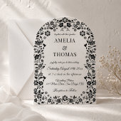 Invitation Mariage floral boho noir et blanc