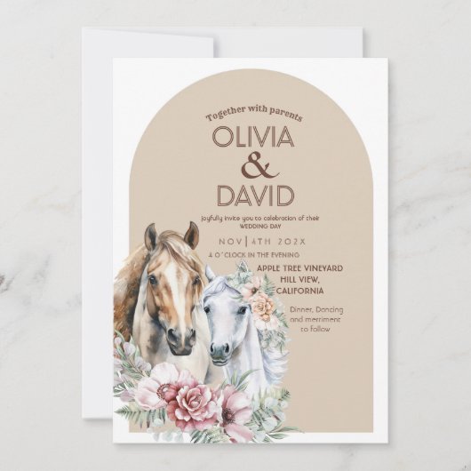 Invitation Mariage Floral Boho Ouest Rustique (Devant)