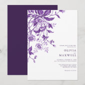 Invitation Mariage Floral Boho Purple Simple Et Élégant (Devant / Derrière)