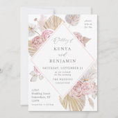 Invitation Mariage floral Boho rose (Devant)