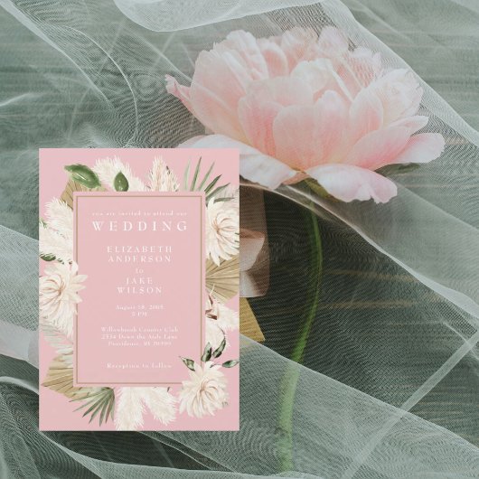 Invitation Mariage floral Boho rose