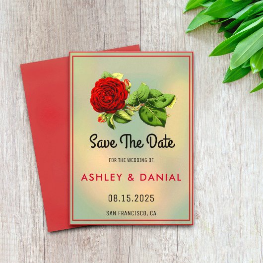 Invitation Mariage floral boho rose de Bourgogne Enregistrer 