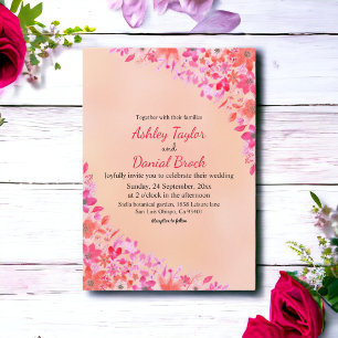 Invitation Mariage floral Boho rose roux Rose de printemps Bo