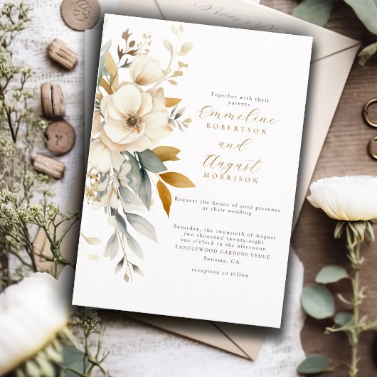 Invitation Mariage floral Boho rustique