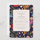 Invitation Mariage floral boho tendance coloré clair (Devant)