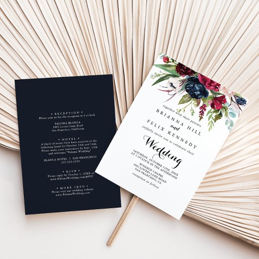 Invitation Mariage floral Boho Whimsical de luxe avant et arr