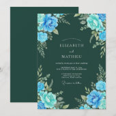 Invitation Mariage Floral Bois Bleu (Devant / Derrière)
