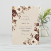 Invitation Mariage Floral Bois Brun (Debout devant)