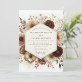 Invitation Mariage Floral Bois Brun (Debout devant)