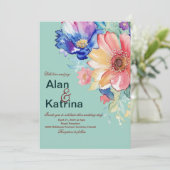Invitation Mariage Floral Bold Vert Menthe (Debout devant)