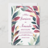 Invitation Mariage floral bordeaux à menthe orange tropicale (Devant)