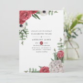 Invitation Mariage floral bordeaux et blanc (Debout devant)