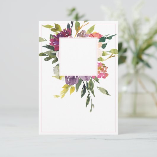 Invitation Mariage floral bordeaux et violet budget blanc (Debout devant)
