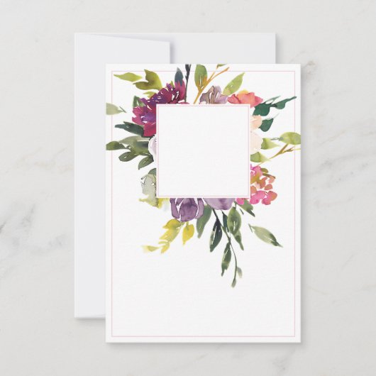 Invitation Mariage floral bordeaux et violet budget vierge (Devant)